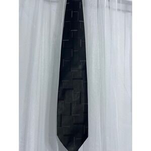 Giorgio Bissoni Black Geometric Pattern Silk Blend Necktie Mens Formal Business‎